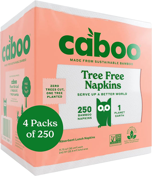 Bamboo Paper Napkins, 4 Packs of 250, 1000 Total Napkins, Eco Friendly, Sustainable, and Disposable Kitchen Napkins - Eco Trade Company