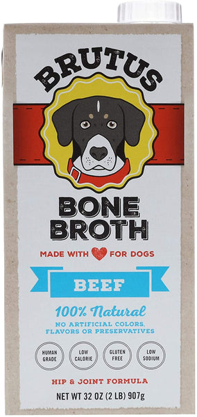 Brutus Bone Broth for Dogs, Natural, Glucosamine & Chondroitin for Healthy Joint, Hydrating Dog Food Topper for All Ages, Made in USA - Eco Trade Company