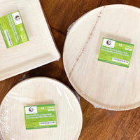 Naturally Chic Palm Leaf Compostable Serving Trays - 13” Round, Biodegradable Disposable Eco Friendly Bamboo Like Trays for Weddings, Parties, BBQs, Events (100 Pack) - Eco Trade Company