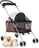 Pet Stroller 4 Wheels Posh Folding Waterproof Portable Travel Cat Dog Stroller with Cup Holder - Eco Trade Company
