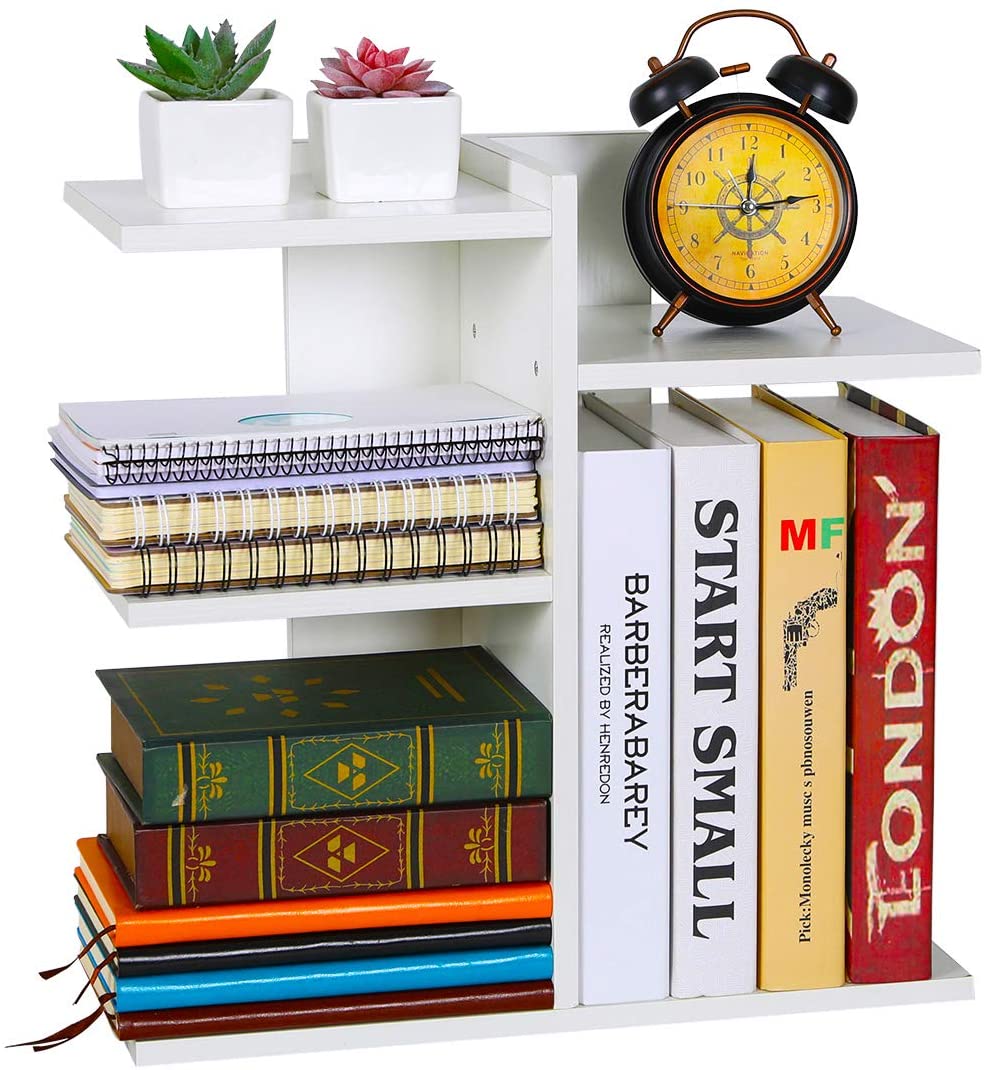 Wood Desktop Bookshelf Assembled Countertop Bookcase Literature Holder Accessories Display Rack Office Supplies Desk Organizer - Eco Trade Company