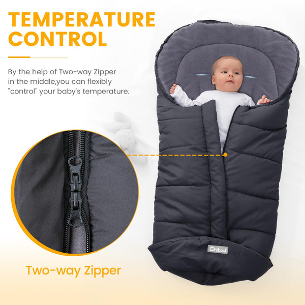 Amazon.com : Orzbow Warm Bunting Bag Universal,Stroller Sleeping Bag Cold  Weather,Waterproof Toddler Footmuff (Dark Grey, Large) : Baby