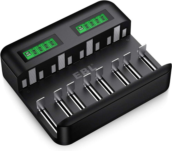 Universal Battery Charger - AA AAA C D Battery Charger for Rechargeable  Batteries Ni-MH with 2A USB Port, Type C Input, Fast Charger