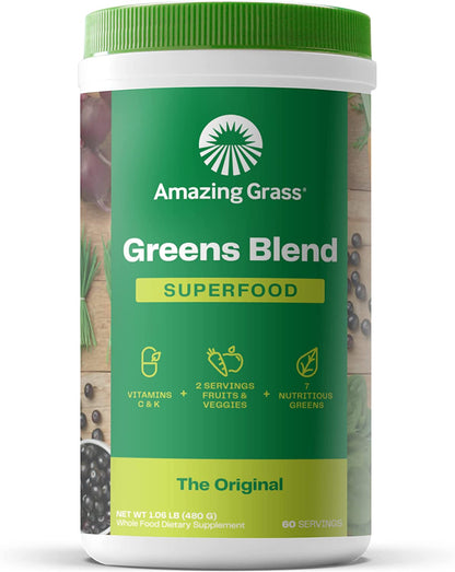Super Greens Powder With Mushroom - 35 Nutrient Dense Superfoods Natural No Added Sugar High In Fibre Protein Vitamin C Spirulina Greens Supplement Mushroom Powder 300g