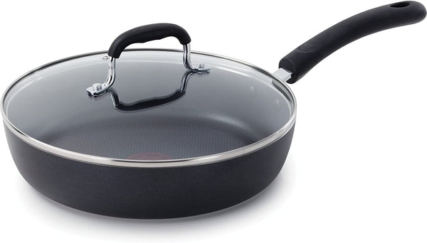 Dishwasher Safe Cookware Fry Pan with Lid Hard Anodized Titanium Nonstick,  12-Inch, Black