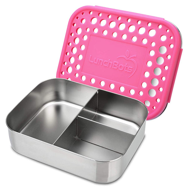Stainless Steel Food Container - Three Sections for Snacks On the Go - Eco-Friendly, Dishwasher Safe, BPA-Free - Stainless Lid - All Stainless - Eco Trade Company