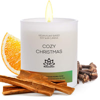 Big Candle in Luxury Matte White Glass Jar Soy Wax Eco-Friendly Clean Burn up to 80 hours - COZY CHRISTMAS Holiday Scent - Made in USA 10 oz - Eco Trade Company