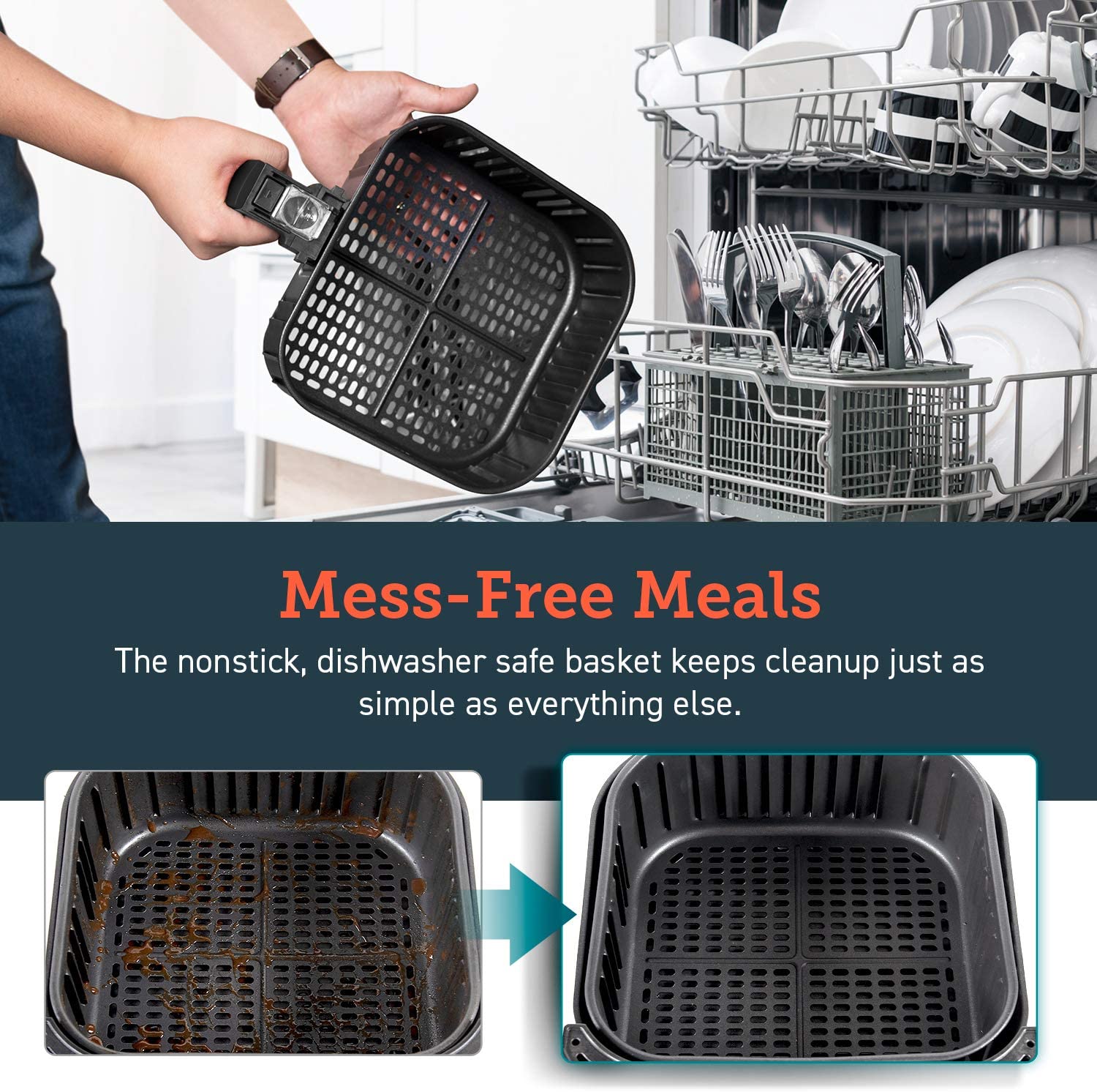 Air Fryer Large Hot Electric Oven Oilless Cooker Deluxe Temperature Knob Control, Nonstick, ETL Listed Basket, 3.7 QT-Mechanical - Eco Trade Company
