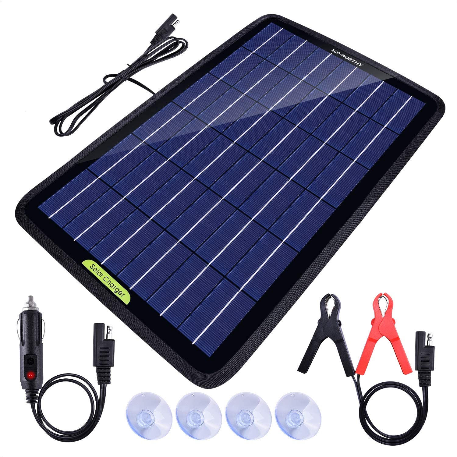 Chargeur solaire portable 5W 10W pour batteries 12V en voiture et en bateau  | ECO-WORTHY