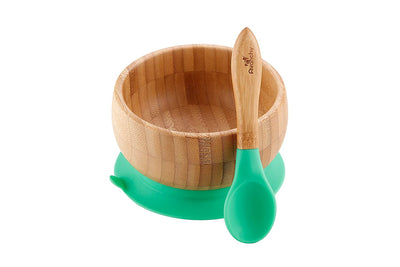 Organic Bamboo Infant Feeding Bowls + Soft Tip Silicone Spoon Set, BPA Free - Eco Trade Company