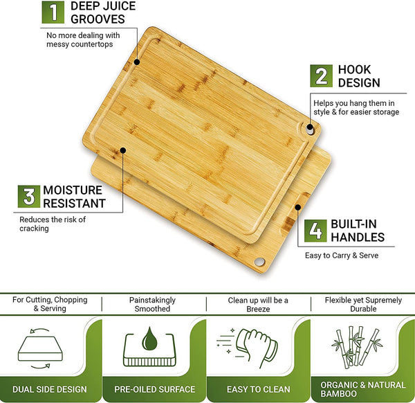 Adeco 100-percent Natural Bamboo 1.44-inch thick Chopping Board - Bed Bath  & Beyond - 8900542