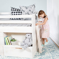 Low Loft Bed, Twin Bed Frame For Kids With 1 Drawer - Eco Trade Company