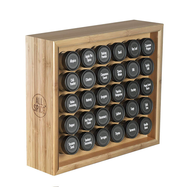 Bamboo Wooden Spice Rack Jars