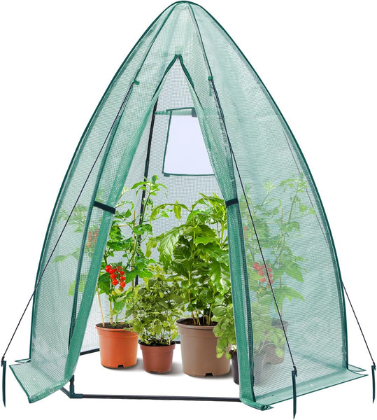 Portable Mini Greenhouse for Outdoors with Dual Large Zipper Doors & Ground Stakes, Waterproof & UV Protected for Outside Garden Patio Backyard - Eco Trade Company