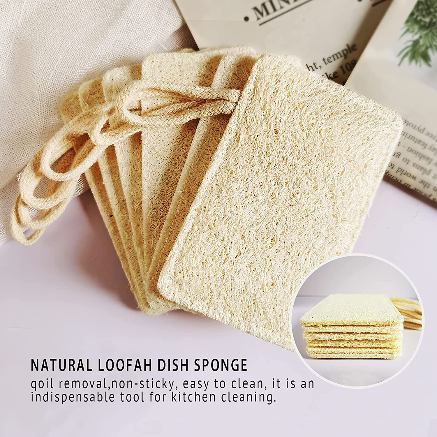 Natural Dish Kitchen Sponges 6 Pack, Biodegradable Eco-Friendly Organic Loofah Plant, 100% Biodegradable - Eco Trade Company