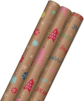 Bright and Bold Christmas Sustainable Kraft Wrapping Paper- Made in USA - Eco Trade Company