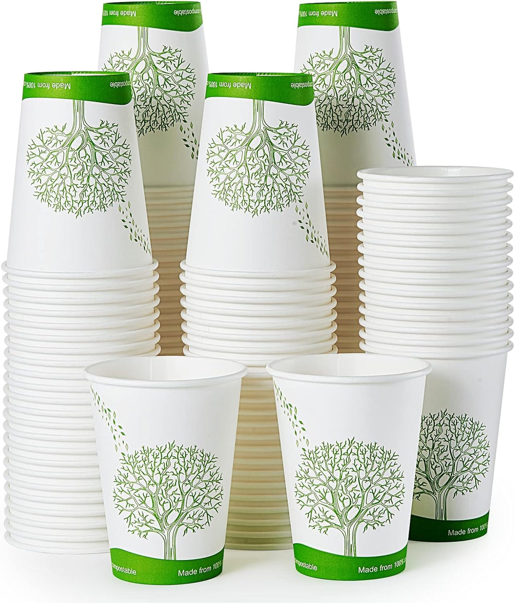 Compostable Paper Cups, Biodegradable Disposable Paper Coffee Cups with ...