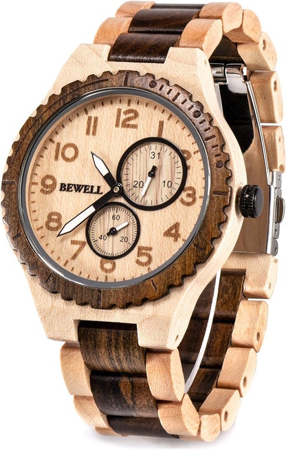 Wood Watches for Men Analog Quartz Handcraft Lightweight – Eco
