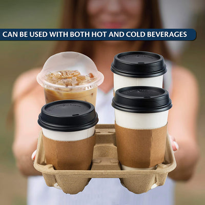 Drink Carrier Tray - Pulp Fiber Compostable Stackable Ecofriendly - Eco Trade Company