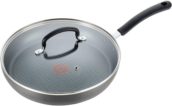 Dishwasher Safe Cookware Fry Pan with Lid Hard Anodized Titanium Nonstick,  12-Inch, Black