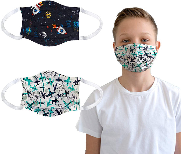 Kids face mask | 100% Cotton Comfortable Easy Breathing | 2 pcs Set for Children - Eco Trade Company