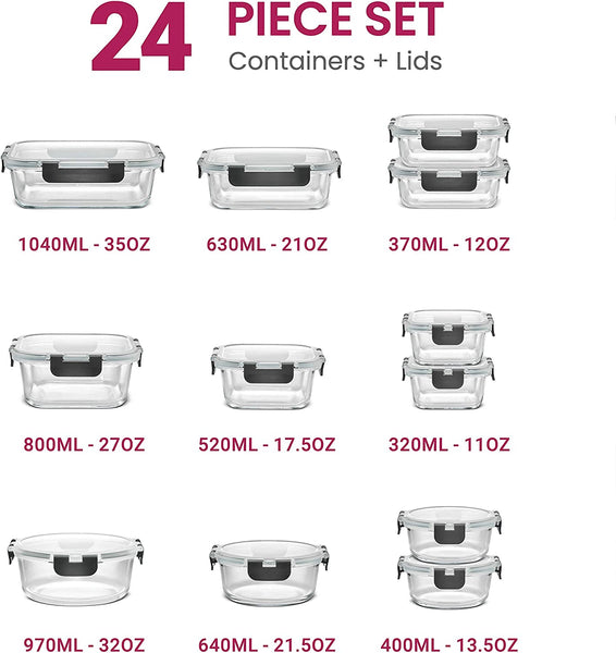 10-Piece Superior Glass Food Storage Containers Set