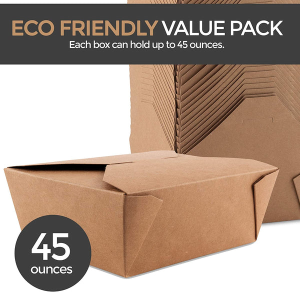 50 PACK Take Out Food Containers 26 oz Kraft Brown Paper Take Out Boxes  Microwaveable Leak and Grease Resistant Food Containers - To Go Containers  for