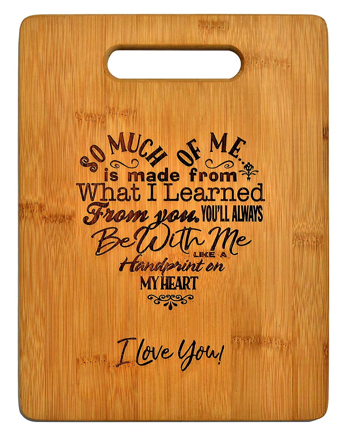 Mothers Gift - Special Love Heart Poem Bamboo Cutting Board, Engraved Side For Decor Display or Hanging - Eco Trade Company