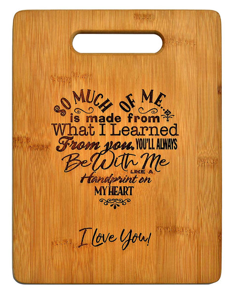 Mothers Gift - Special Love Heart Poem Bamboo Cutting Board, Engraved Side For Decor Display or Hanging - Eco Trade Company
