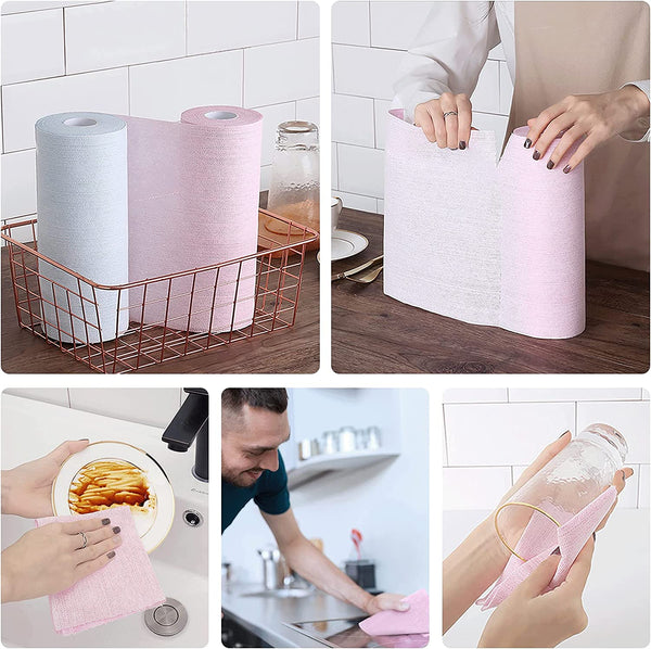 Reusable Bamboo Kitchen Paper Towels - Tree-Free, Eco-Friendly Rolls, 4-Pack