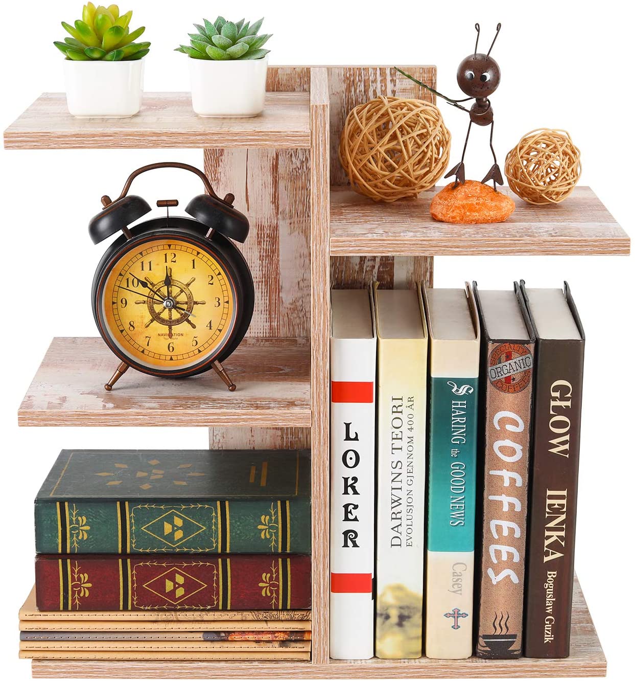 Wood Desktop Bookshelf Assembled Countertop Bookcase Literature Holder Accessories Display Rack Office Supplies Desk Organizer - Eco Trade Company