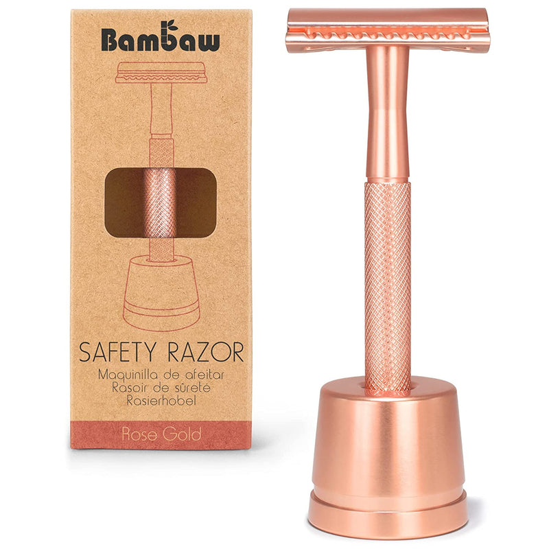 Black Safety Metal Razor for Men with Safety Razor Stand, Zero Waste P ...