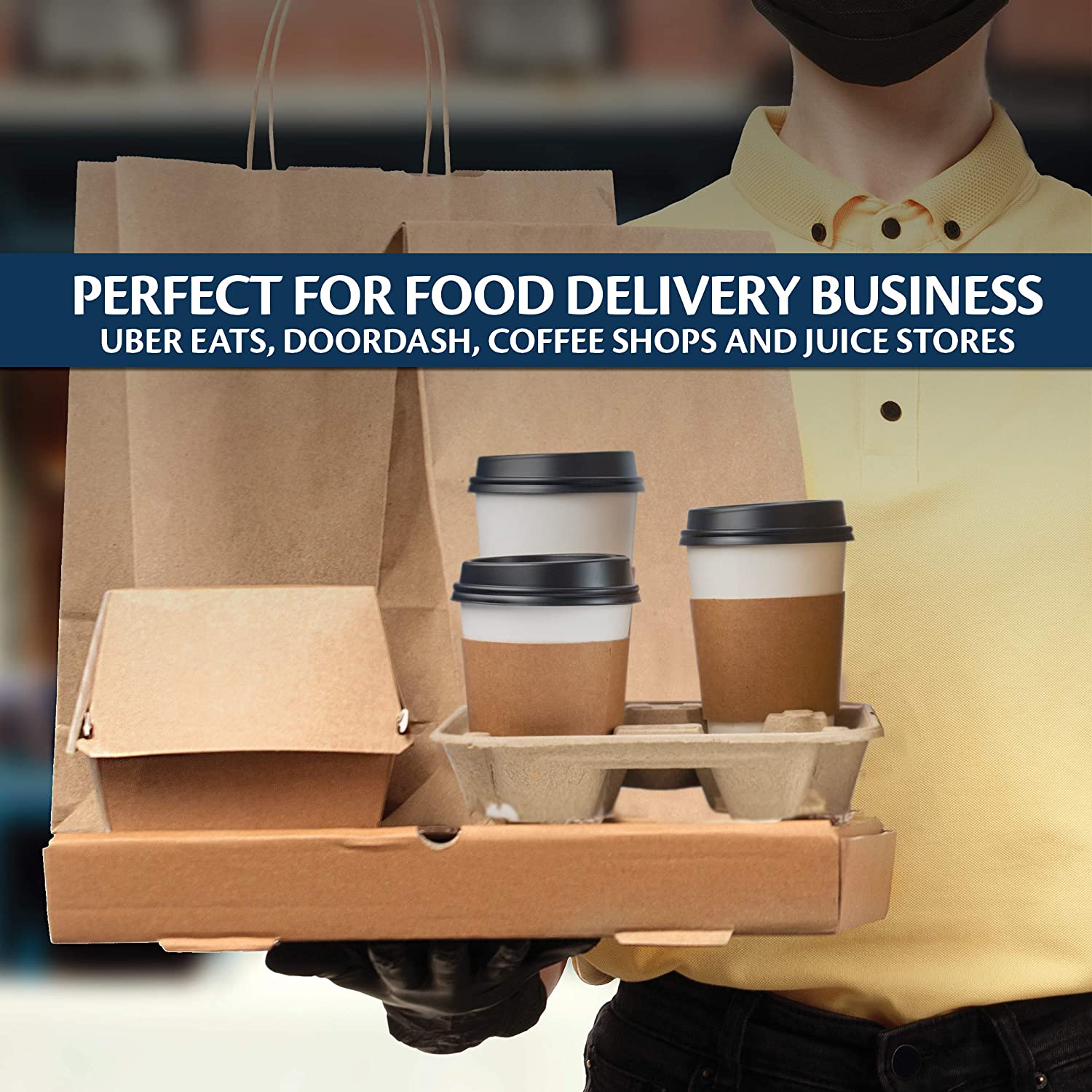 Drink Carrier Tray - Pulp Fiber Compostable Stackable Ecofriendly - Eco Trade Company