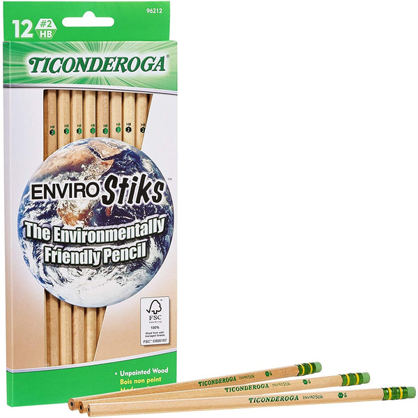 Natural Wood Pencils 12-Pack + Sticky Notes 3x3 Self-Stick Notes 6 Pastel Color 6 Pads, 100 Sheets/Pad - Eco Trade Company