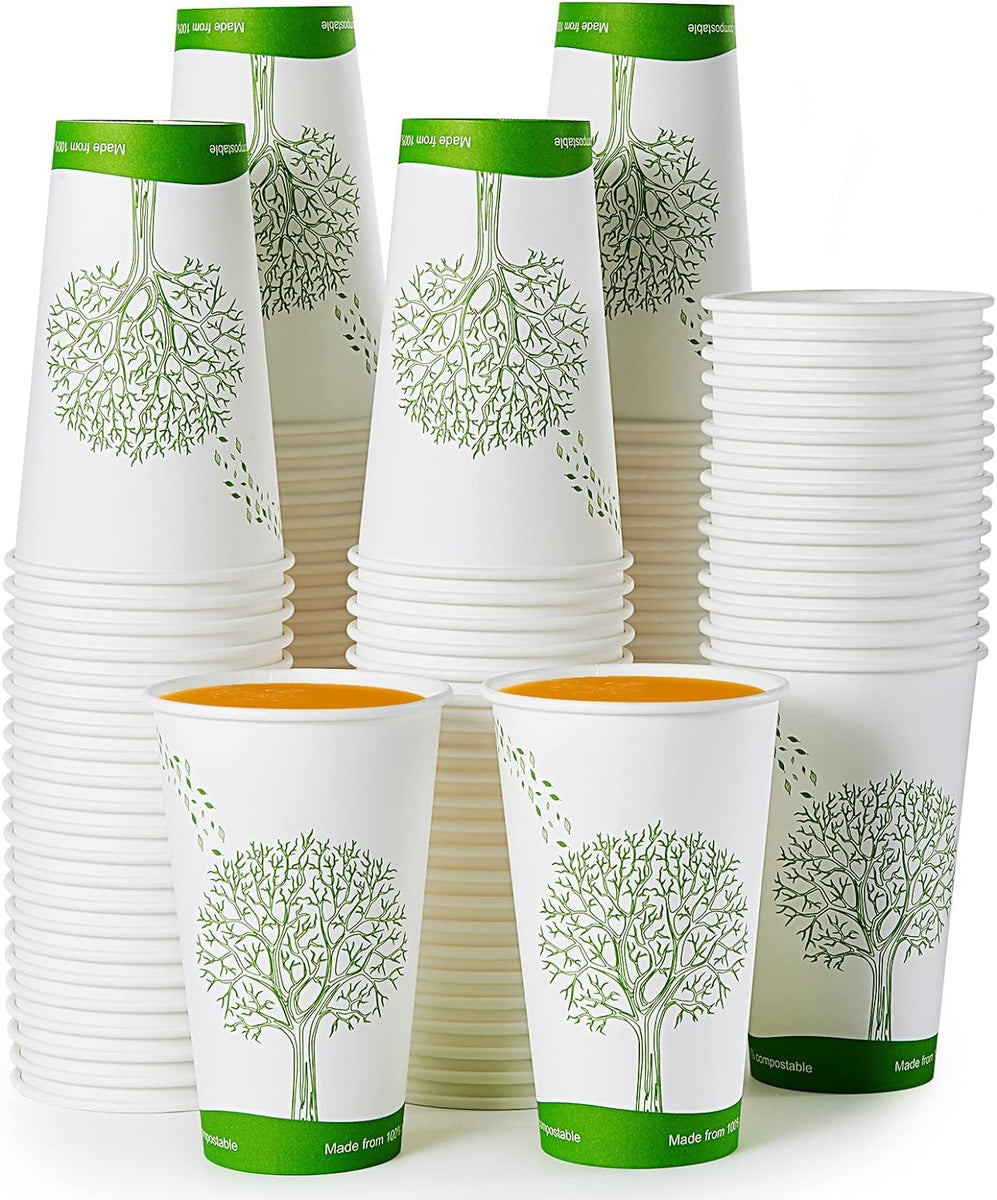 Compostable Paper Cups, Biodegradable Disposable Paper Coffee Cups with ...