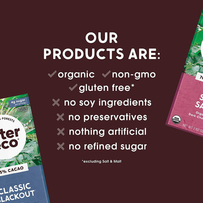 Dark Chocolate Bars, Pure Dark Cocoa, Fair Trade, Organic, Non-GMO, Gluten Free, 12-Pack Super Blackout - Eco Trade Company