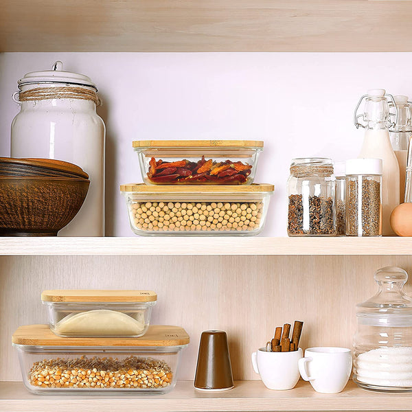 Eco Friendly Wooden Cap Food Kitchen Organization Glass Storage