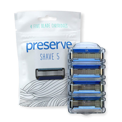 Preserve Shave 5 Five Blade Refillable Razor, Made from Recycled Materials - Eco Trade Company