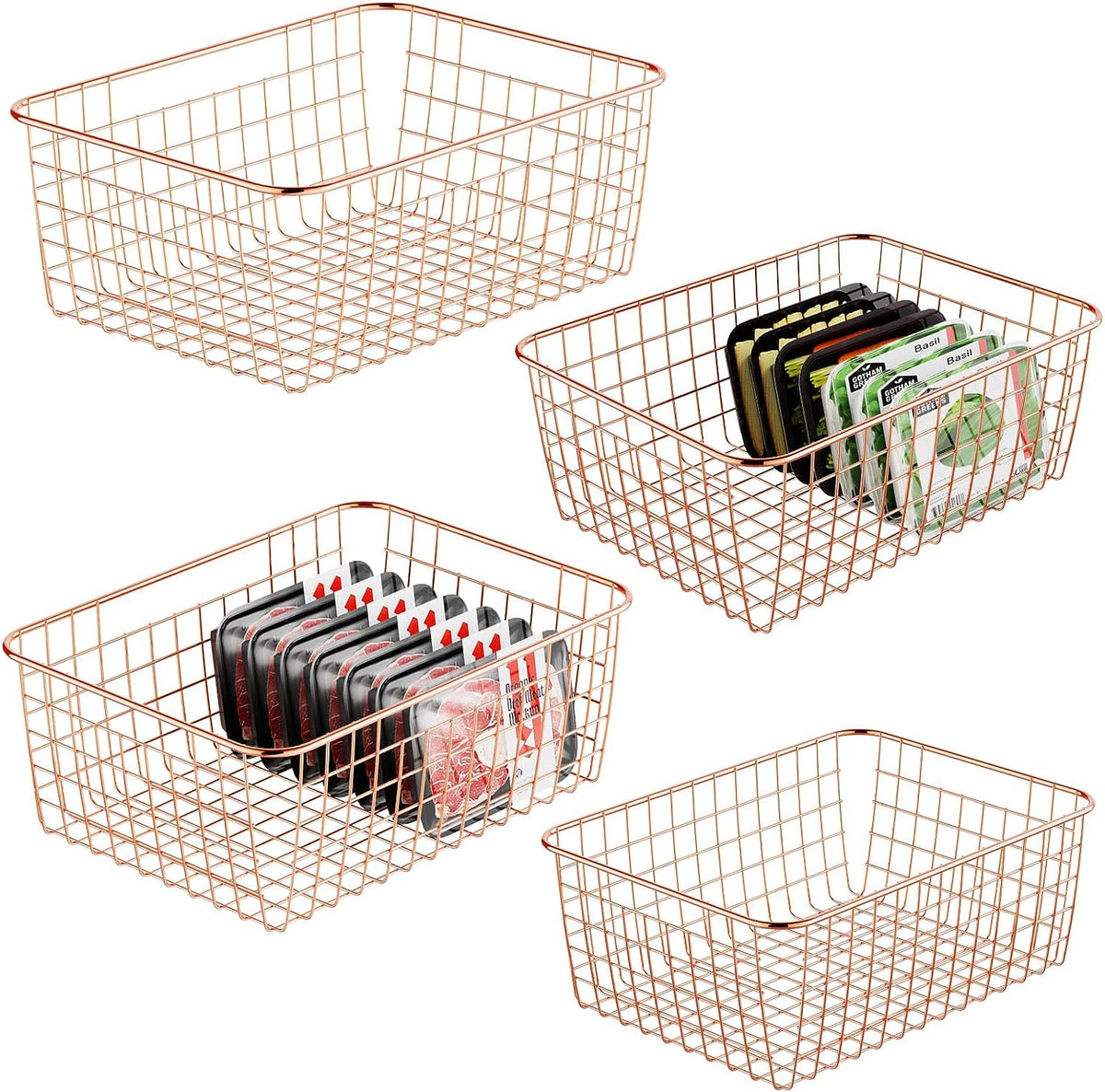 Wire Storage Baskets 4 Pack Large Metal Wire Baskets Pantry ...