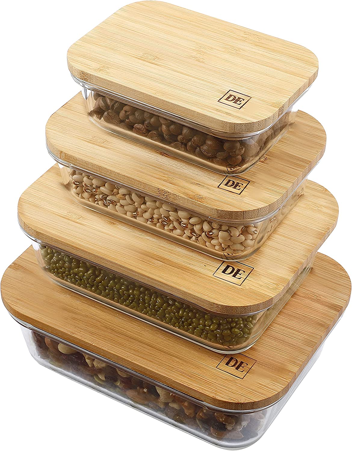 Glass Food Storage Containers with Bamboo Lids