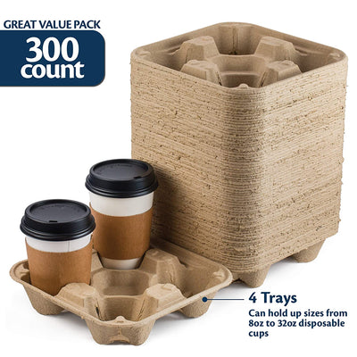 Drink Carrier Tray - Pulp Fiber Compostable Stackable Ecofriendly - Eco Trade Company