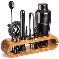 Bartender Kit: 10-Piece Bar Set Cocktail Shaker Set with Stylish Bamboo Stand - Eco Trade Company
