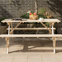 Natural Outdoor Wooden Patio Deck 6-Person Picnic Table, for Backyard, Garden - Eco Trade Company