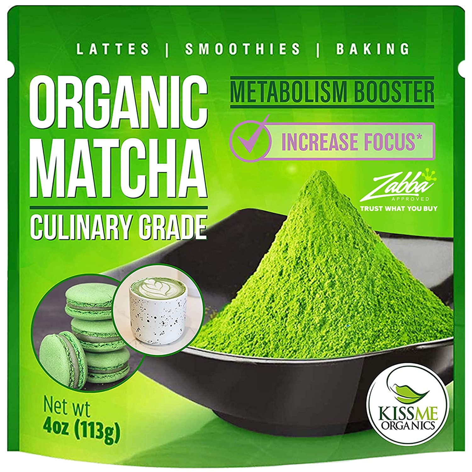 Kiss Me Organics Matcha Green Tea Powder - Organic Japanese Culinary Grade Matcha - Eco Trade Company