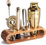 Bartender Kit: 10-Piece Bar Set Cocktail Shaker Set with Stylish Bamboo Stand - Eco Trade Company