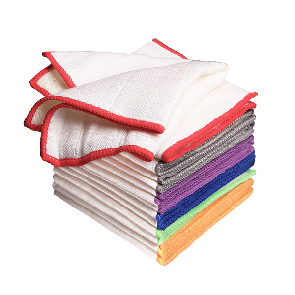 JEFFSUN Bamboo Dish Cloths for Washing Dishes, Multicolor Reusable Cleaning  Cloths Widely Use Waffle Wash Cloths for Kitchen, 12 Pack Super Absorbent