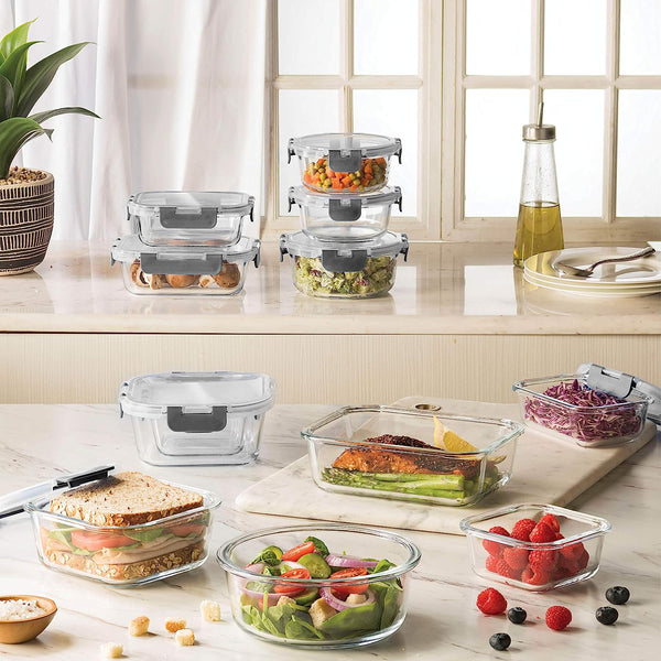 24-Piece Glass Food Storage Containers Set with Lids - Airtight Leak Proof  Glass