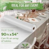 100% Compostable & Biodegradable Tablecloth Cover, Eco-Friendly Recyclable, Plastic Free Transparent White Disposable Table Cover Roll with Cutter - Eco Trade Company