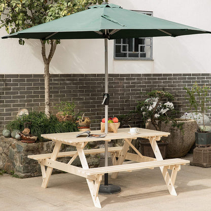 Natural Outdoor Wooden Patio Deck 6-Person Picnic Table, for Backyard, Garden - Eco Trade Company