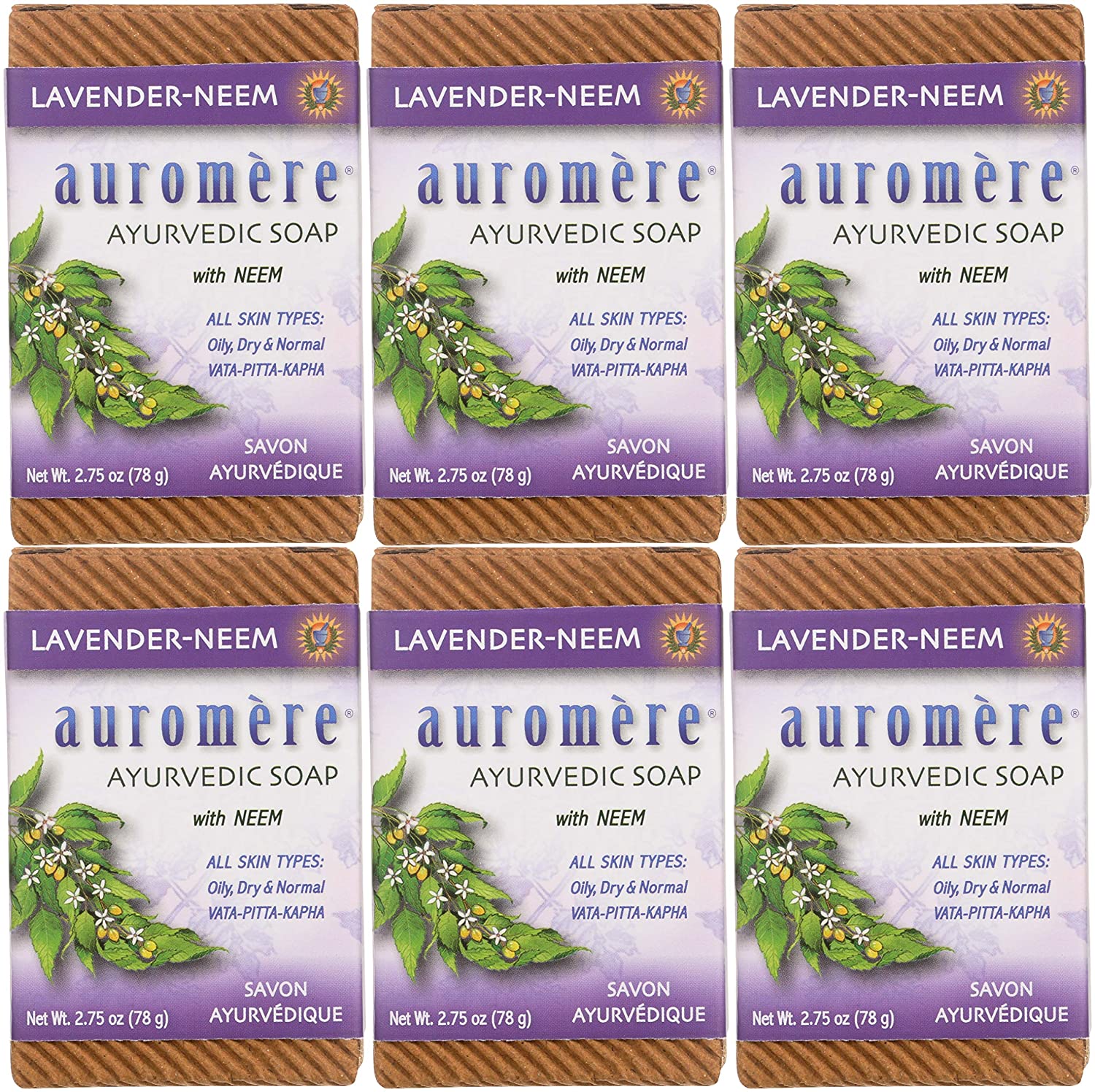 Ayurvedic Bar Soap Lavender-Neem - All Natural Handmade and Eco-friendly Bar Soap for Sensitive Skin - 2.75 oz (2 Pack) - Eco Trade Company